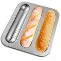 French Bread Baking Pan, 3-Cavity Baguette Pan, Silver 1 Pack - size: Silver 1 Pack
