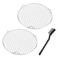 M METERXITY 2 Pack Wire Cooling Racks for Baking with Legs, Round Stainless Steel Cooling Racks for Cooking Baking Steaming BBQ, Dishwasher Safe [9.84'' x 2.6'', Free Cleaning Brush] - size: 9.84''