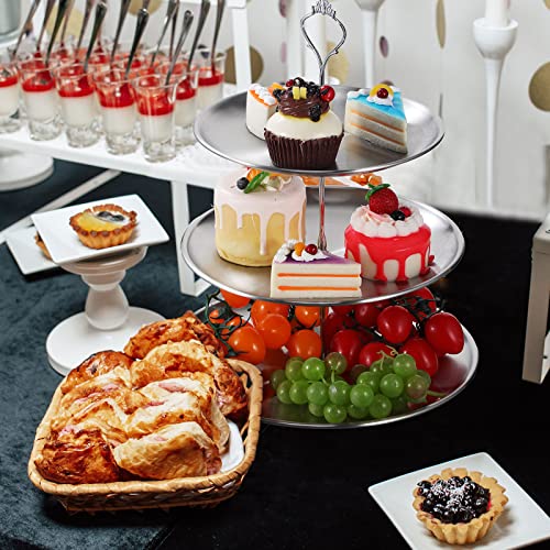 Gerrii 2 Pack 3 Tier Cupcake Stand Serving Tray Metal,Silver - color: Silver