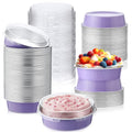 Yinder 8 oz Disposable Creme Brulee Ramekins with Lids, 4 Inch Mini Pie Tins Aluminum Foil Pie Tart Cake Baking Pans Individual Round Containers Oven Safe(Taro Purple,120 Pcs) - color: Taro Purple
