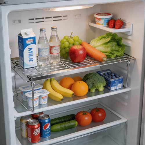 Orgneas Expandable Freezer Shelf Cooler Shelf Organizer 15.8"-22" - color: Thickened Expandable 2Packs