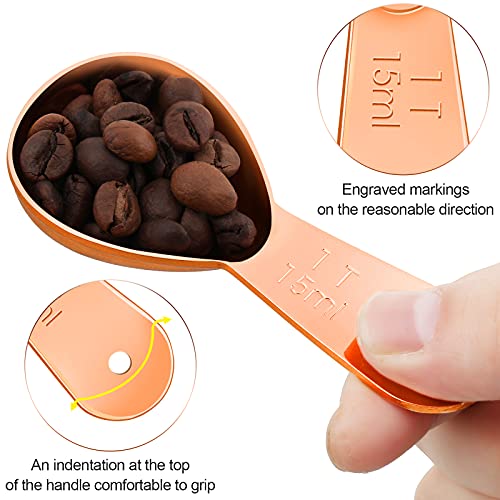 Patelai 3 Pieces Coffee Scoop Tablespoon Short Handle, 15 ml, Rose Gold - color: Rose Gold, size: 15 ml