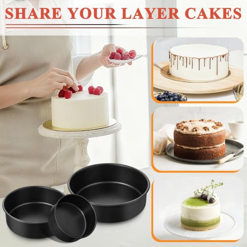 E-far Cake Pan Set of 3(5/7/9 Inch), Nonstick Stainless Steel Cake Pans - size: 5-7-9 Inches