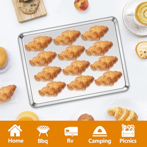 3 Pack Baking Sheet, Stainless Steel Baking Sheet Pan, 9/12/16 In