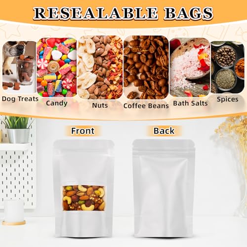 100 PCS Resealable Bags for Small Business, Trail Mix Bag|4.7x7.9in - color: White, size: 4.7x7.9in