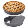 2 Pack 11 Inch Nonstick Tart Pan, Quiche Pan, Carbon Steel Deep-dish Pie Pan with Removable Loose Bottom - size: 11" x 2.2"