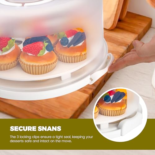 NPLUX Cake Carrier with Lid and Handle White Cake Containers, BPA-Free - color: White