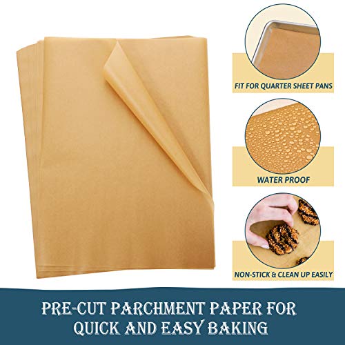Hiware 200 PCS Parchment Paper Baking Sheets 9x13 IN, Precut Non-Stick Parchment Paper for Baking, Cooking, Grilling, Frying and Steaming - Unbleached, Fit for Quarter Sheet Pans - size: 9 x 13 inches