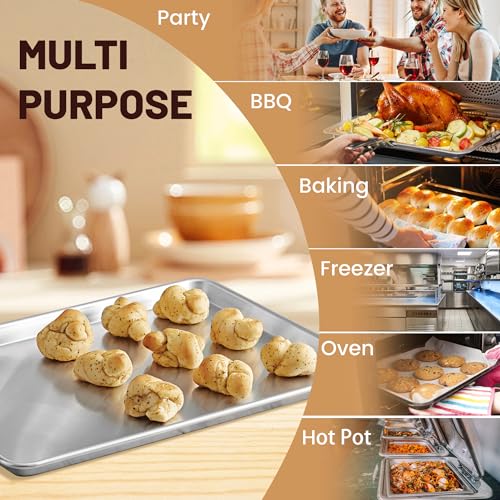 BIEAMA 6 Pack 26" x 18" Full Size Baking Sheet Pan, Aluminum Commercial Pan - size: 6PACK Full Size 26"×18"