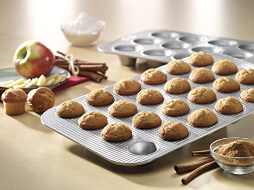 USA Pan Bakeware Mini Cupcake and Muffin Pan, Nonstick Quick Release Coating, 24-Well, Aluminized Steel - size: 24 Cup, style: Mini Muffin Pan
