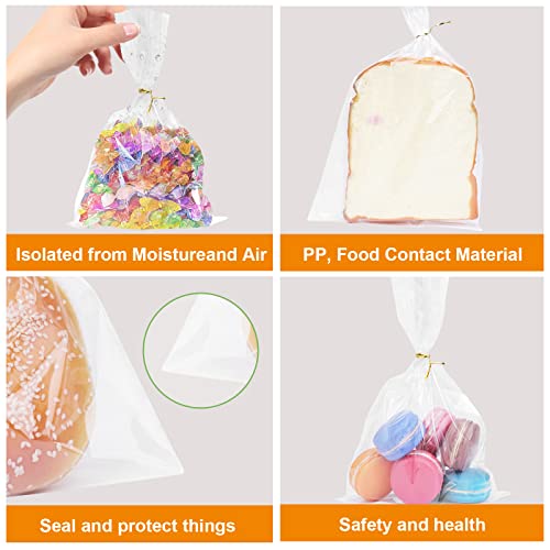 300 PCS Clear Flat Cellophane Treat Bags with 3x5",4x6",5x7",6x9",2x10",5x11",Treat Bags with Ties are Good for Pretzel Rods,Bakery, Cookies, Candies,Dessert. - size: 600 Piece Set