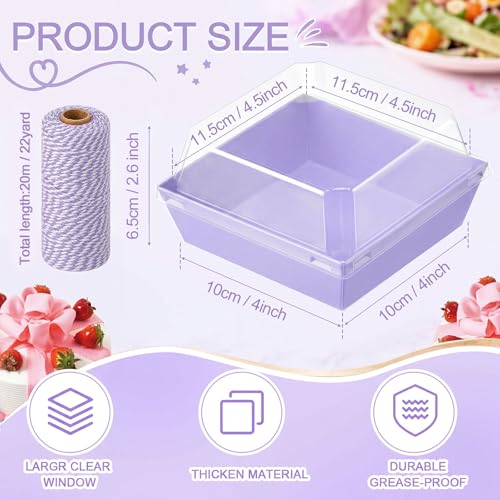 Jetec 150 Charcuterie Boxes with Clear Lids 4" Bakery, Light Purple - color: Light Purple