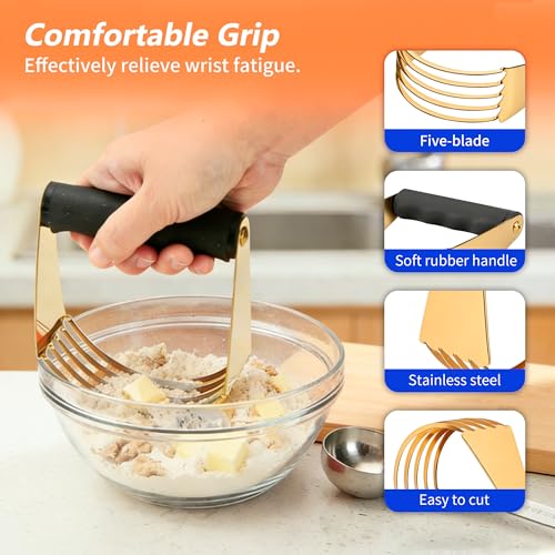 SmileCat Gold Pastry Cutter Dough Blender Stainless Steel