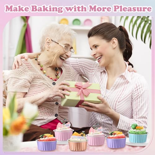 200 Pack Aluminum Cupcake Liners with Lids,Pastel,Plain - color: Pastel, style: Plain