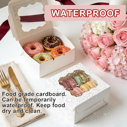 25Pcs Cookie Boxes with Window for Macarons Pastry 6x6x3Inches - size: 6x6x3inches/25pcs