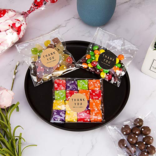 400PCS White Polka Dot Treat Bags and Sticker Set, 5.5x5.5 Inches - size: 5.5 x 5.5 Inches