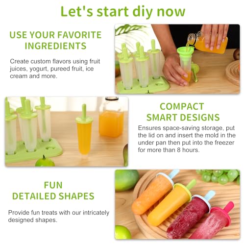 3 Sets Popsicle Molds Ice Pop Maker with Funnel Brush