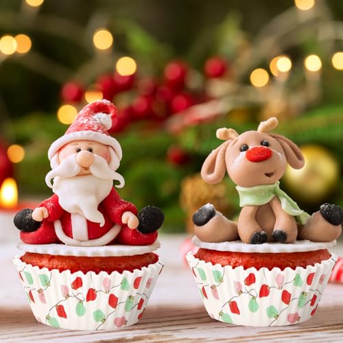 Whaline 300Pcs Christmas Bulb Paper Baking Cups Colorful Xmas Bulbs Cupcake Muffin Liners 2 x 1.2 Inch Winter Holiday Cake Candy Cup Paper Wrappers for Xmas Wedding Birthday Baby Shower Party - style: Christmas Bulb