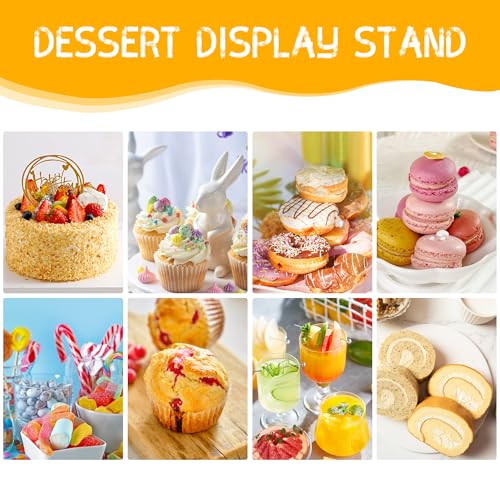 Cupcake Stand 4 Tier Acrylic Cupcake Tower with Yellow LED String Lights - color: Yellow Light, size: 4 Tier