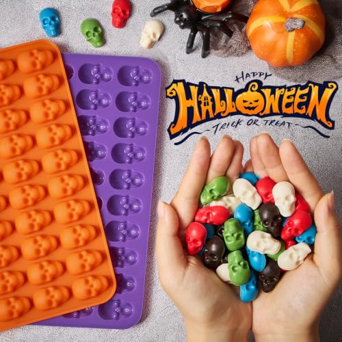 Mini Skull Molds, Halloween Gummy Chocolate Molds, 100 Cavities, 2Pcs - color: Skull