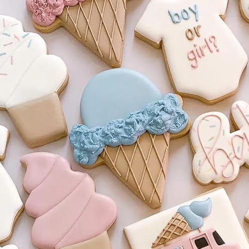 Ice Cream Cookie Cutters 8-Pc. Set, Ice Cream Cutters Stainless Steel Fondant Cutters, Popsicle, Hard and Soft Serve Ice Cream Cone (Cartoon Cookie Cutters Set) - color: Ice Cream Sets