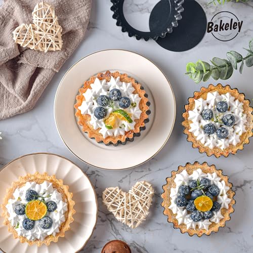 Mini Tart Pan Set, 4-Inch 4pcs with Removable Loose Bottom Non-Stick Round Quiche Bakeware for Oven and Instant Pot Baking (Black) - size: 4" Round Mini 4Pcs (Black)