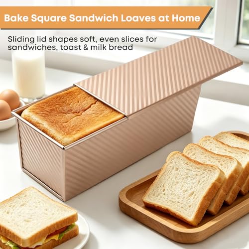 Pullman Loaf Pan with Lid Set of 3, Aluminized Steel 4/8.4/13 Inch