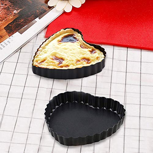 Gutsdoor Mini Tart Pan 4 Inch Heart Shape with Removable Bottom Quiche Pan Nonstick Round Quiche Pie Pan Set of 6 - style: Heart