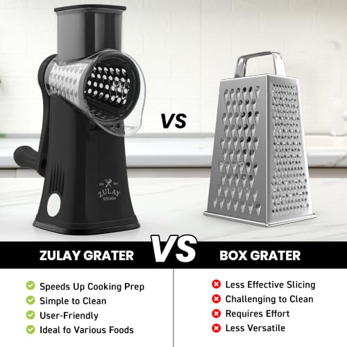 Rotary Cheese Grater Hand Crank, Vegetable Shredder - Black & Chrome - color: 01 - Black