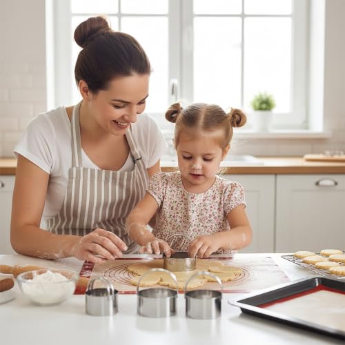 Biscuit Cutter Set, 5 Pack Round Cookie Cutters with Handle for Baking
