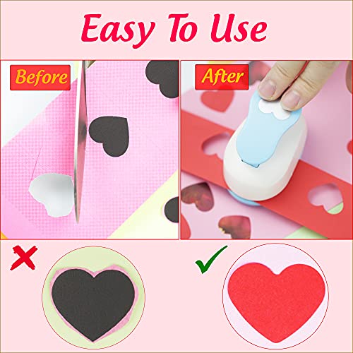 ECOHU Heart Punches for Paper Crafts, 1-Inch Across, Small Hole Heart Punch Cutter, Lever Punch, Shape for Card Making, Scrapbooking, DIY Arts.
