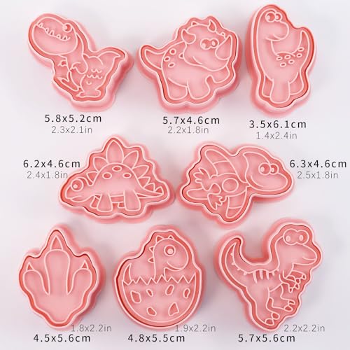 8Pcs Dinosaur Cookie Cutters Dino Egg Footprint Biscuit Molds for Kids - color: Dinosaur C