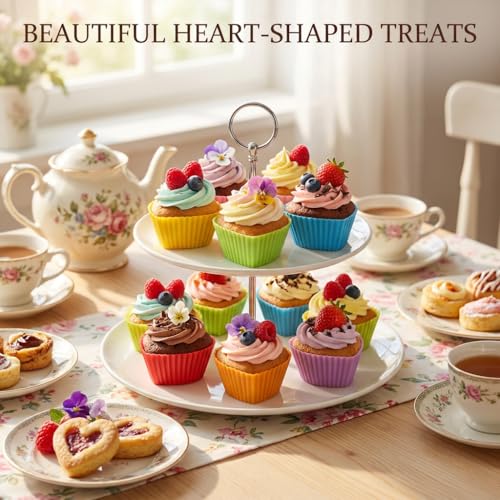 10Pcs Heart Multicolor Silicone Baking Cups, Reusable Muffin Liners - color: 10PCS- Heart Cups
