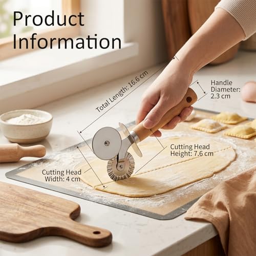 Dual Head Baking Tool 2 In 1 Pastry Cutter Wheel Dough Lattice Roller for Home Kitchen Pie Crust Pizza Pasta Cookie Baking Making
