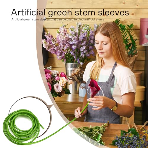 Green tubular flower stems wrap, used to thicken artificial flower stems - size: Green 6.5MM(1PCS)
