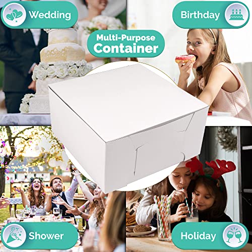 O'Crème White Cake Boxes 14x14x5 Inch Pastry Containers Pack of 5 - size: 14" x 14"