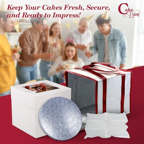 Cakebon 12" Cake Box Drum Insulated Bag Silver Round Smooth 1Pack - size: 12 inch, style: Silver - 4 Pack