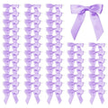 50 Pcs Satin Bows with Twist Ties, 2.5 Inch Gift Wrapping Bows, Lavender - color: Purple