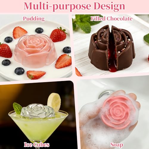 Rose Silicone Mold, 2 Pack Rose Chocolate Molds 24-Cavity - color: 2 Pcs Rose Chocolate Molds