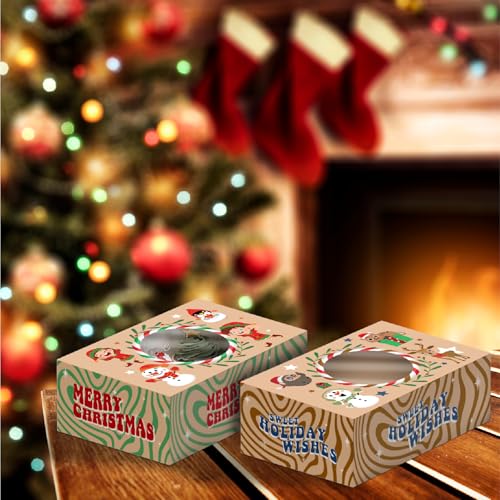 easykart labels 12 PCS Christmas Cookie Gift Baking Box 8.75" x 5.75" x 2.75" with Window Auto-Popup for Pastries, Cupcakes, Cookies, Brownies, Donuts Gift-Giving - color: Light Brown