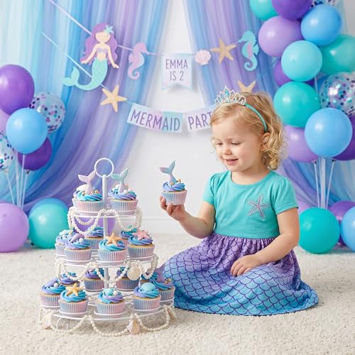 300PCS Gradient Cupcake Liners Blue Pink Ombre Paper Baking Cups Mermaid Themed Muffin Cupcake Wrappers for Bridal Shower Wedding Baby Shower Gender Reveal Birthday Party Cake Decor - style: 300 Counts