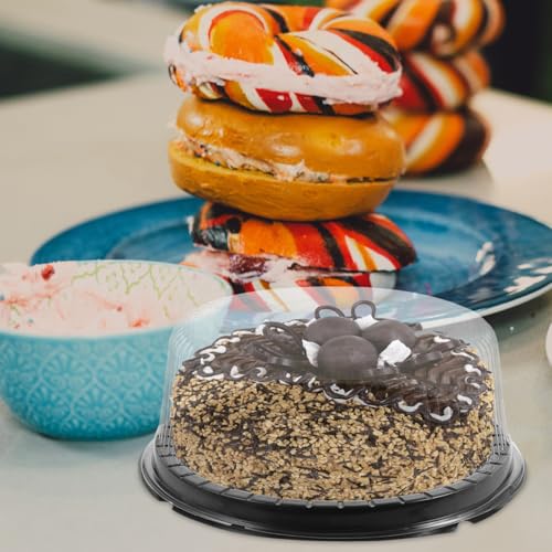10-Pack Reusable Round Cake Boxes with Lids 9.44X9.44X3.54In Plastic Cake Containers for Birthday Wedding Party Carrying and Display