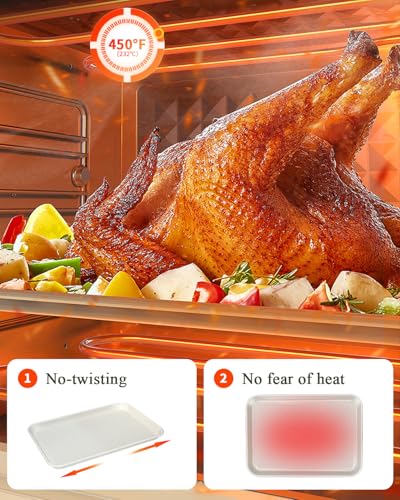 2-Pack 12x17 Half Sheet Pan Baking Sheet Set with Wire Rack - Nonstick 0.8mm Thick Carbon Steel, Cookie Sheets for Baking, Dishwasher Safe, Warp Resistant, Oven Safe 450°F, Salted Gray - size: 2x Large 12.7" x 17.6”