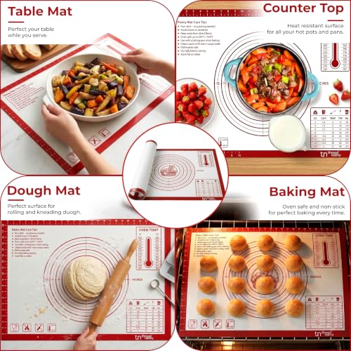 XL Silicone Pastry Mat for Baking Dough Mat, Extra Large 28x20 inches Red - color: Red