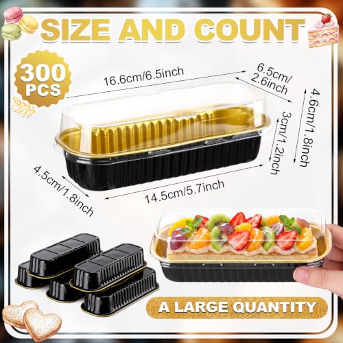 Qunclay 300 Pcs Mini Loaf Pans with Lids 6.8 oz Aluminum Foil, Black - color: Black