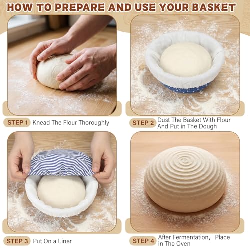 6 Set Mini Banneton Basket for Sourdough Bread Proofing, Blue - color: Blue, size: 5.5 x 2.36 Inches