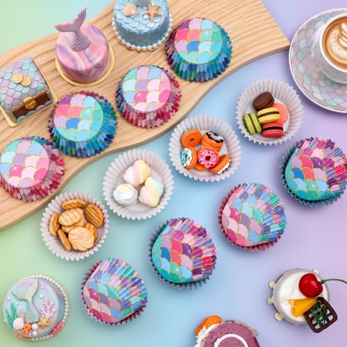 Mermaid Cupcake Liners 200 Pack Scale Baking Cups for Parties - style: Style A