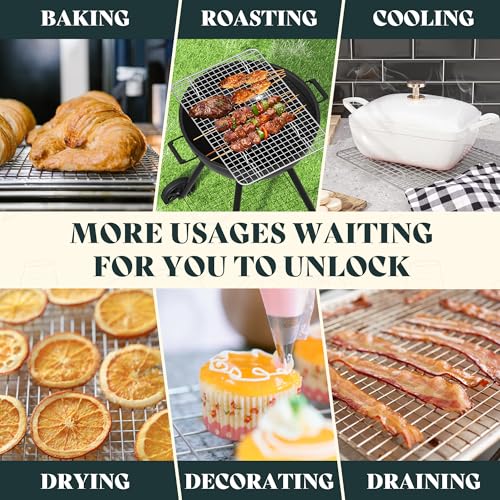Cooling Racks 8.5 x12 in, Tight-Wire Stainless Steel Baking Rack 2-Pack - size: 8.5"x12"-2 Pack