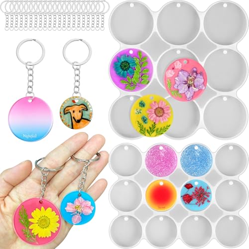 Round Keychain Resin Molds, Large + Small Christmas Pendant Molds - color: Round Resin Pandant Molds