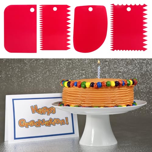Cake Scraper, 6 Pcs Cake Smoother Scraper, Dough Scraper Red - color: Red